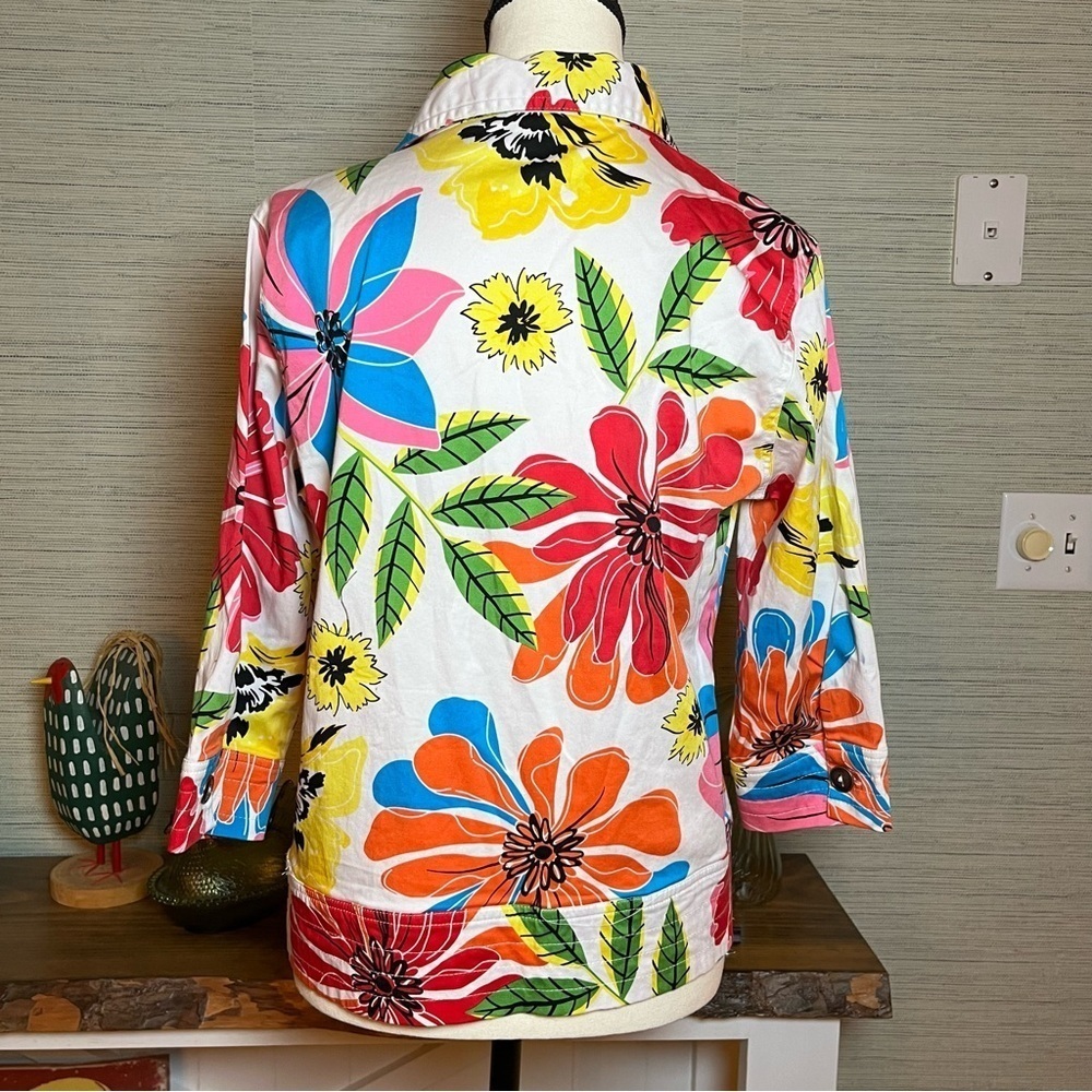 Sporielle Retro Jacket Women’s Medium 70s Flower Power Hippie Boho 3/4 Sleeve - Picture 5 of 6